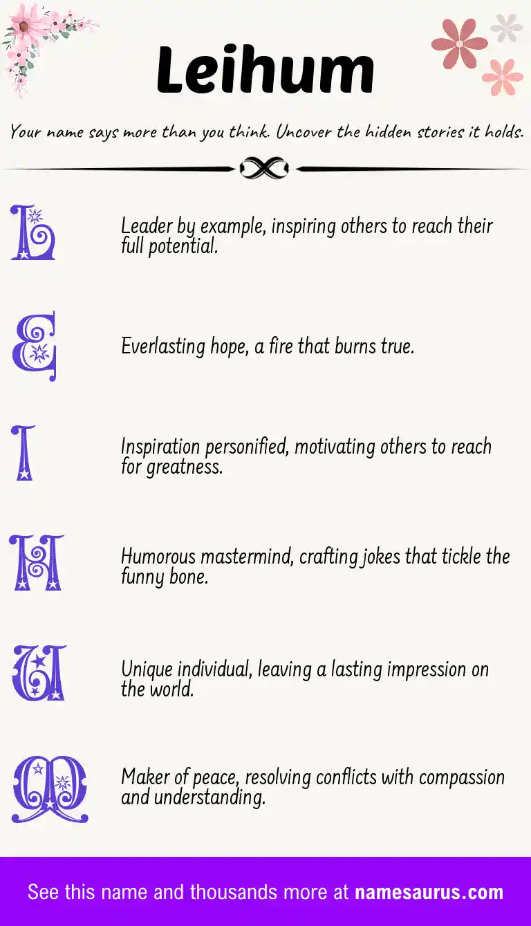 Acrostic poem about Leihum.
