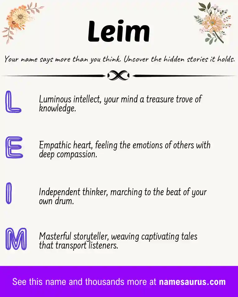 Acrostic poem about Leim.