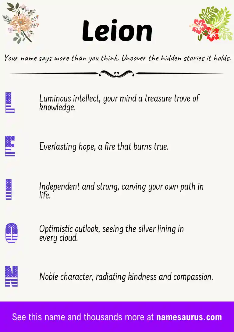 Acrostic poem about Leion.