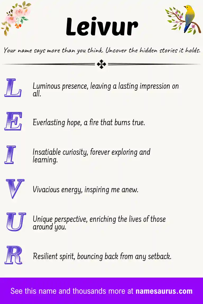 Acrostic poem about Leivur.