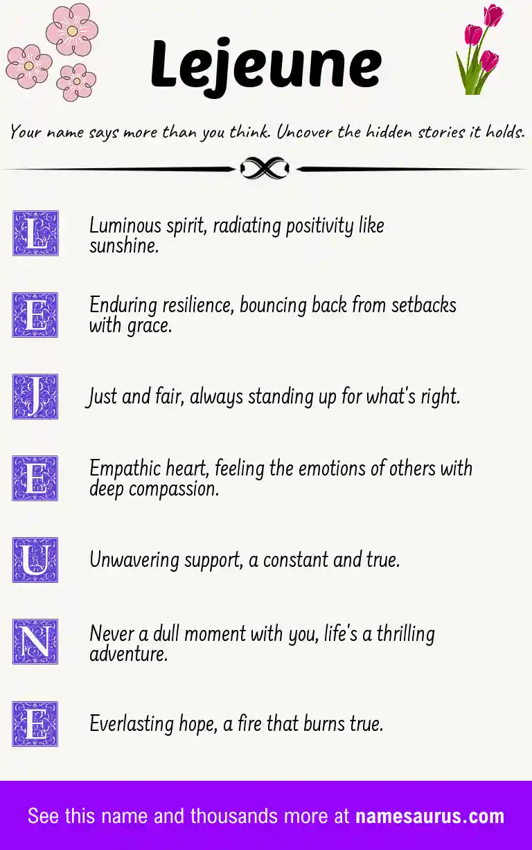 Acrostic poem about Lejeune.