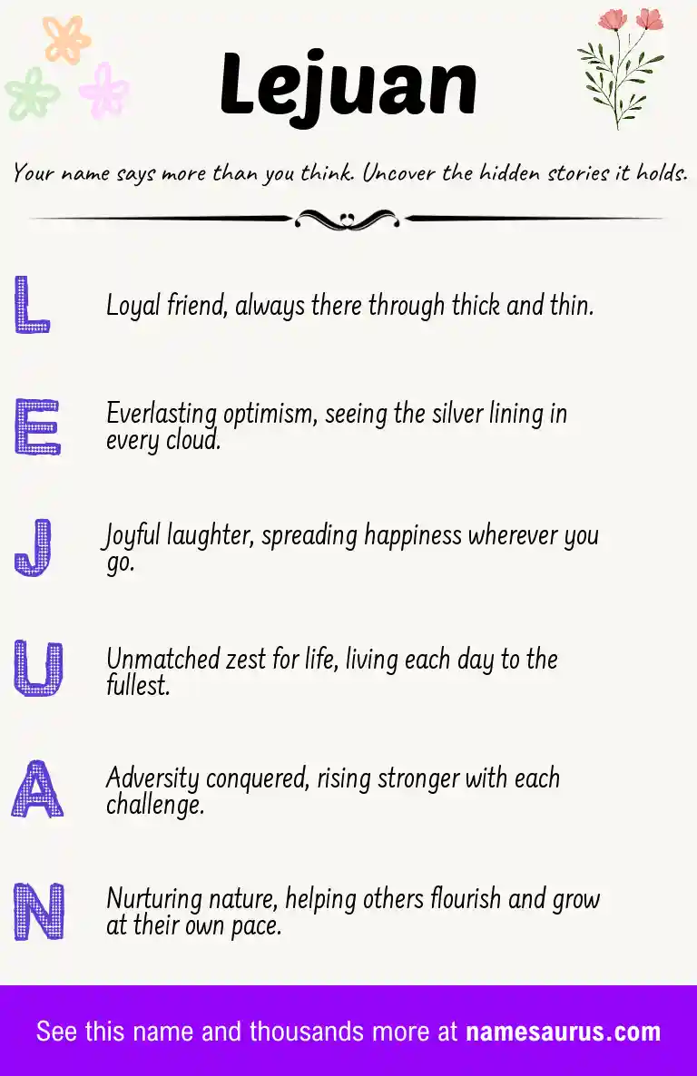 Acrostic poem about Lejuan.