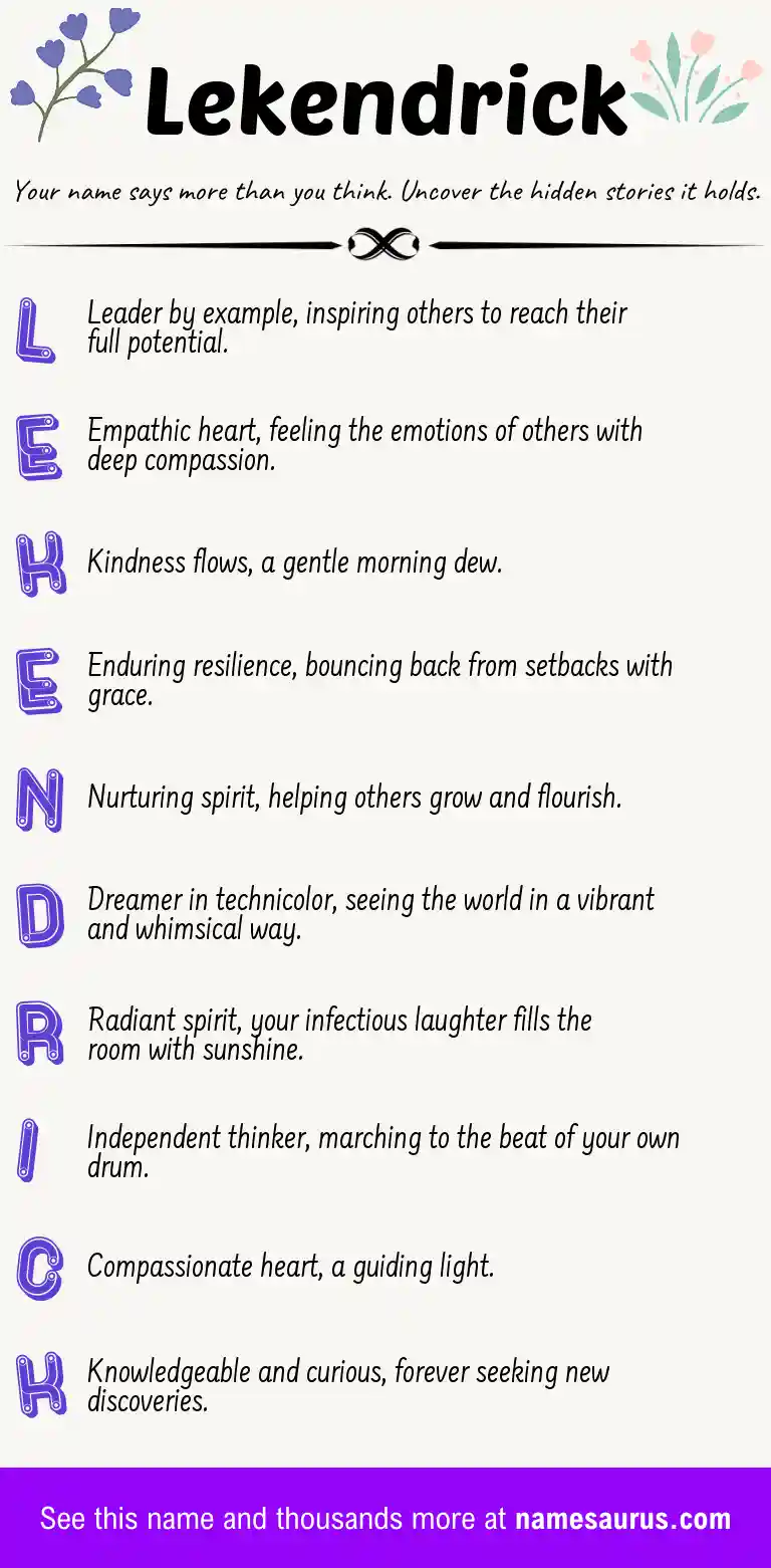 Acrostic poem about Lekendrick.