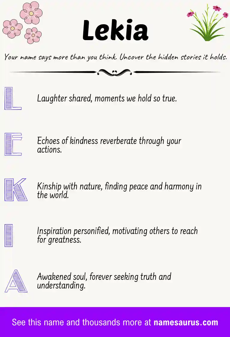 Acrostic poem about Lekia.