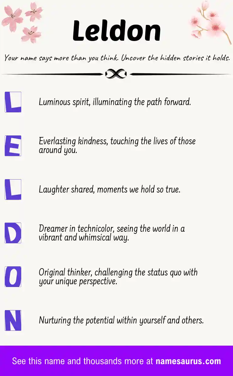 Acrostic poem about Leldon.