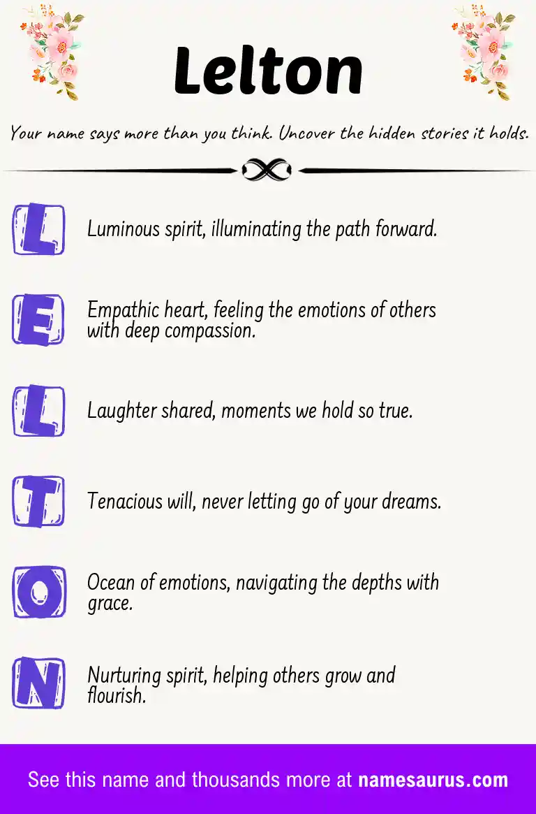 Acrostic poem about Lelton.