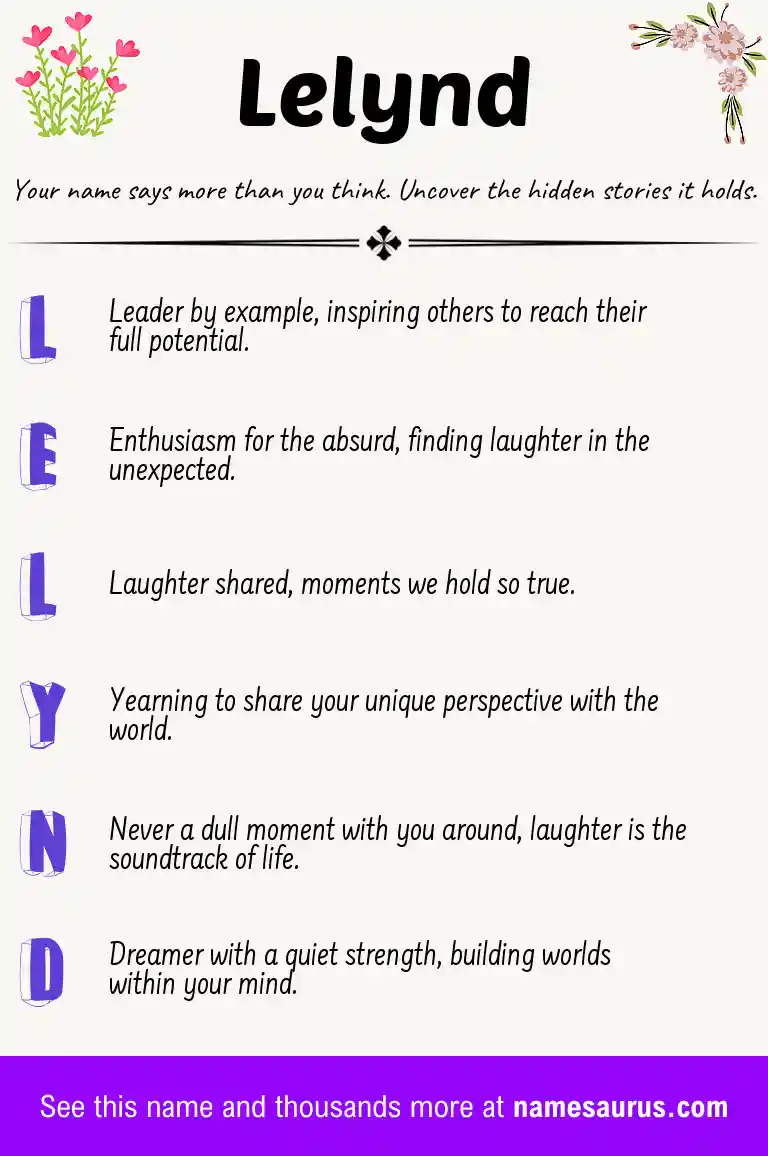 Acrostic poem about Lelynd.