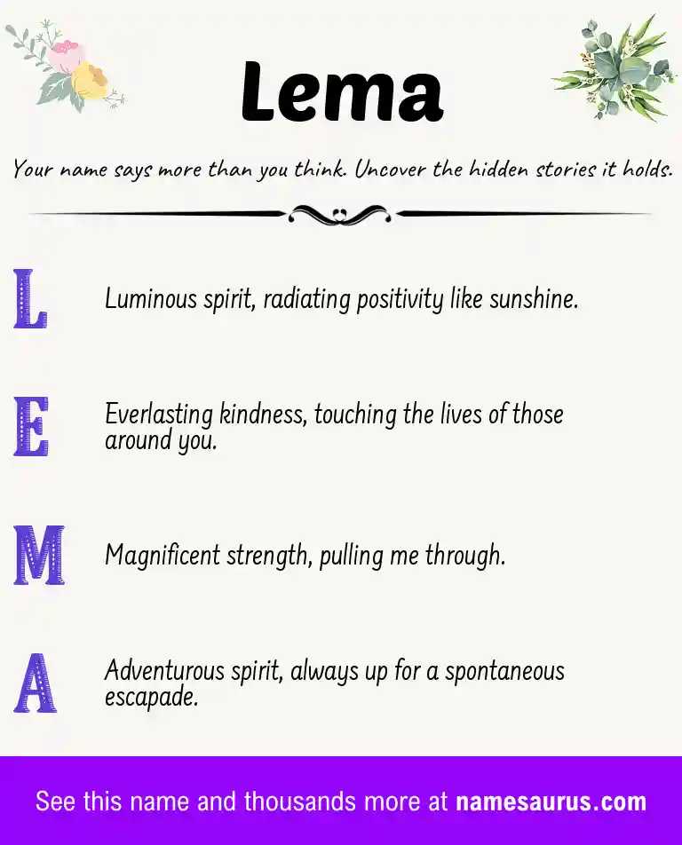 Acrostic poem about Lema.
