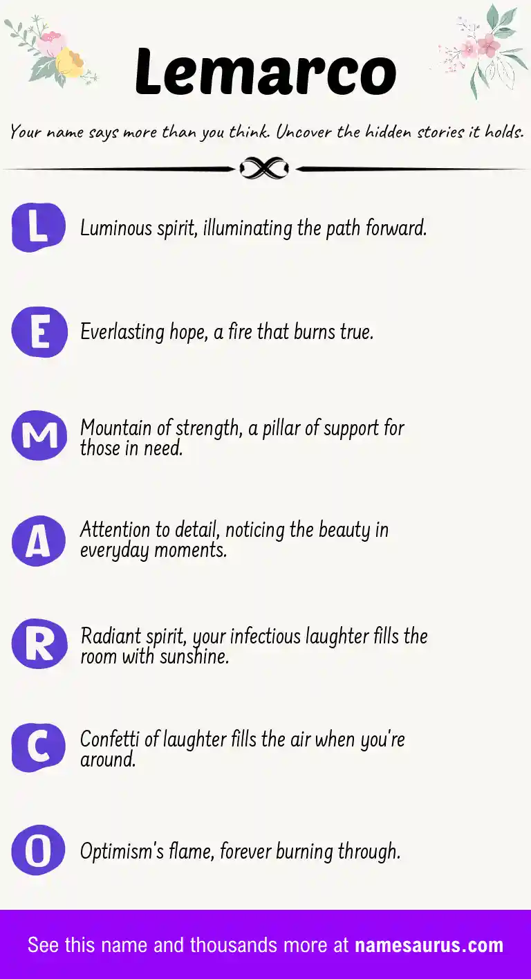 Acrostic poem about Lemarco.