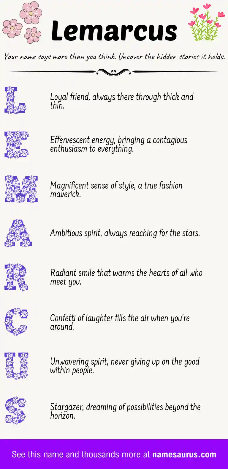 Acrostic poem about Lemarcus.