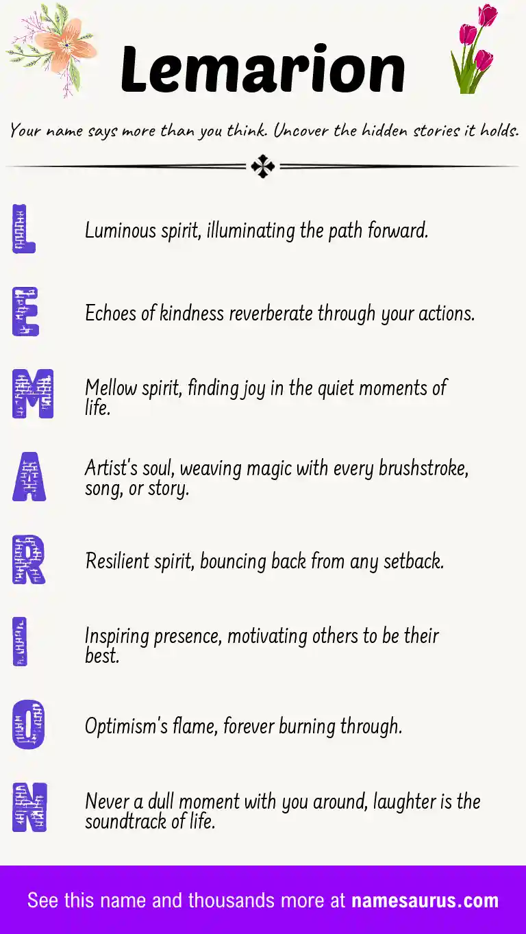 Acrostic poem about Lemarion.