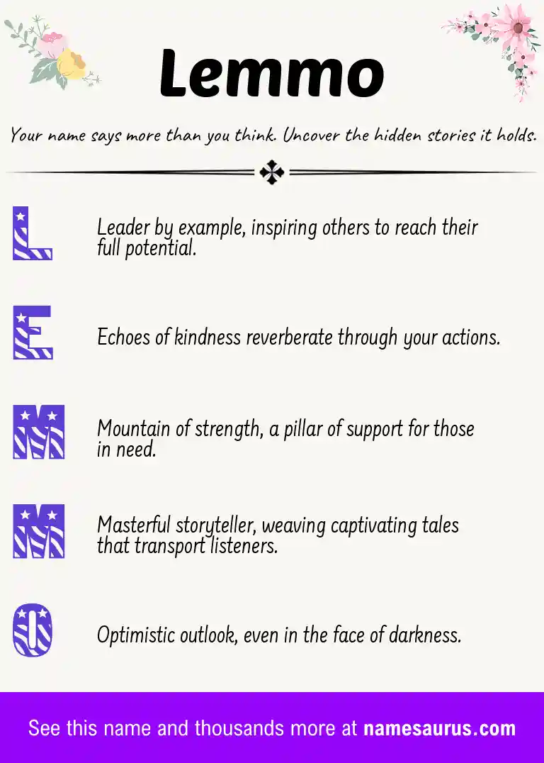 Acrostic poem about Lemmo.