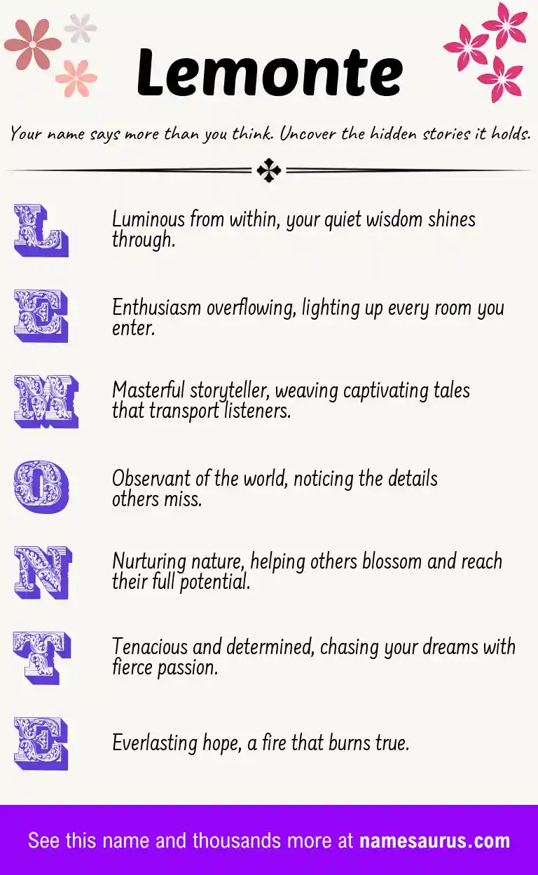 Acrostic poem about Lemonte.