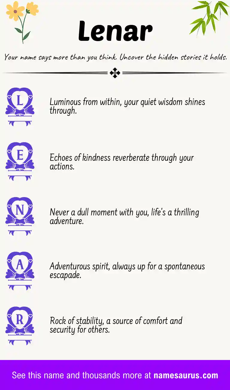 Acrostic poem about Lenar.