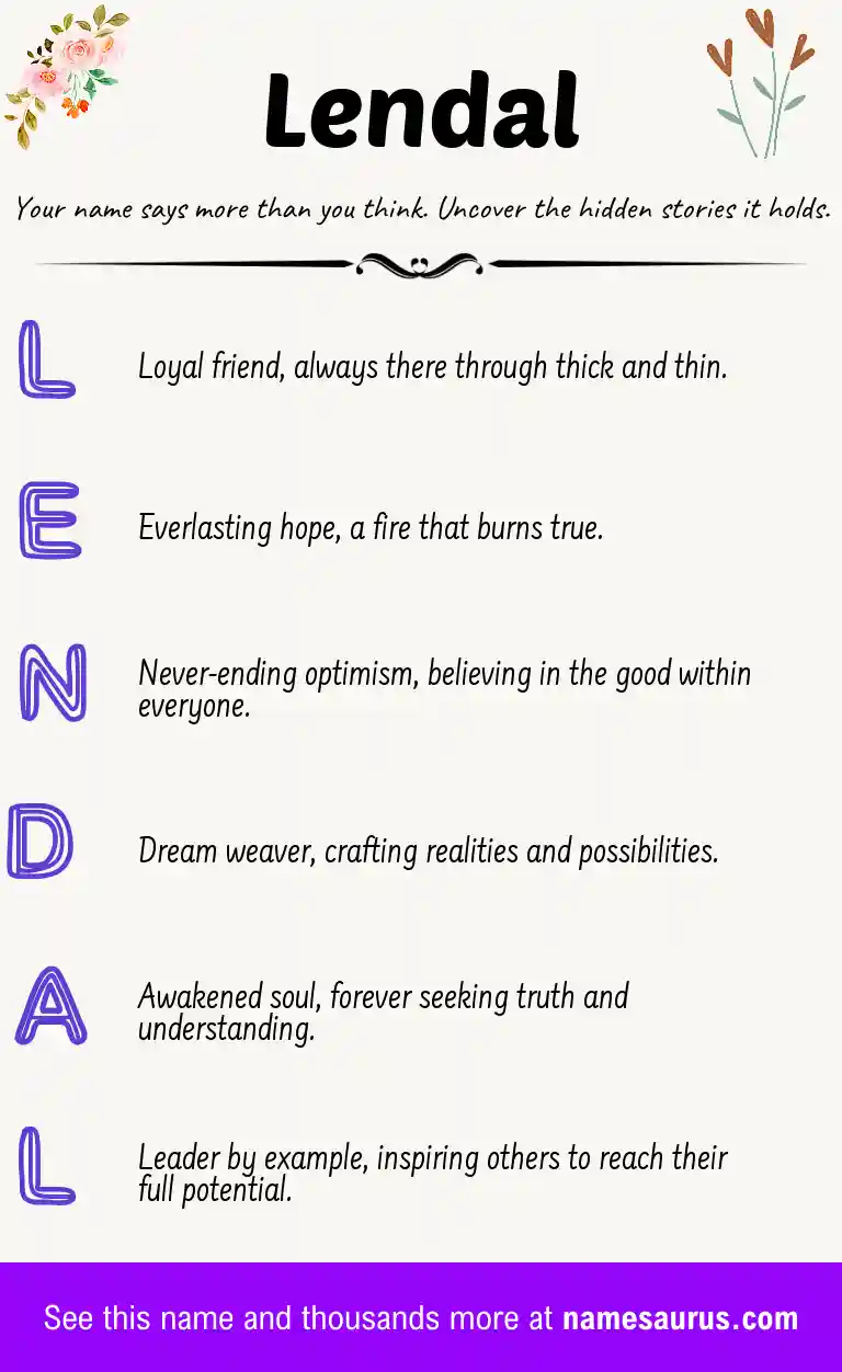 Acrostic poem about Lendal.