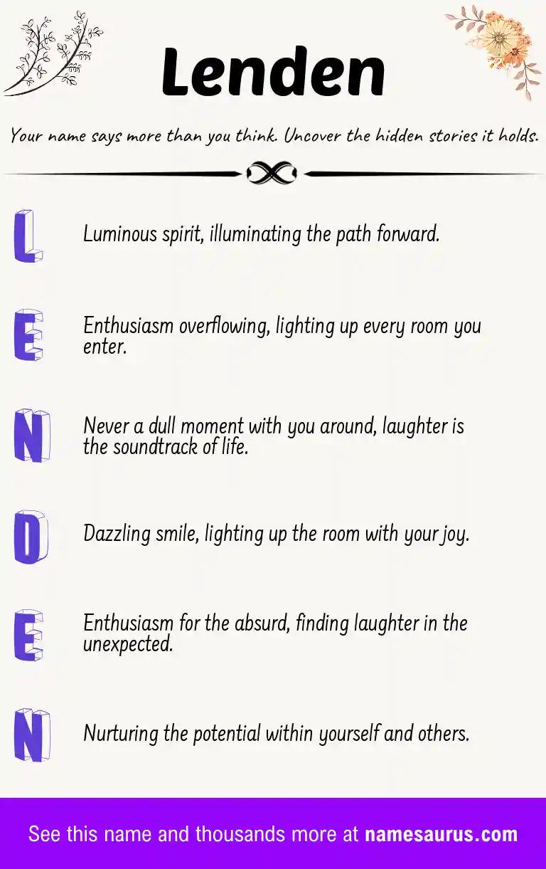 Acrostic poem about Lenden.