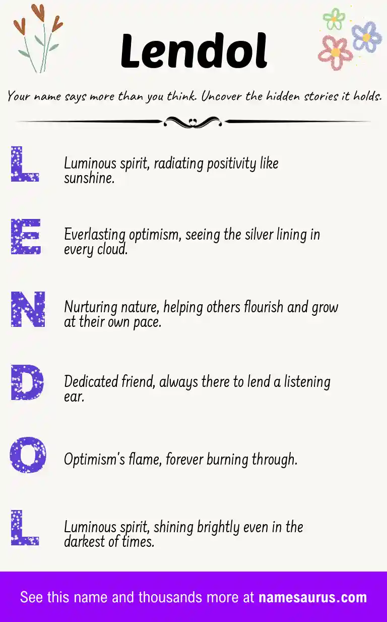 Acrostic poem about Lendol.