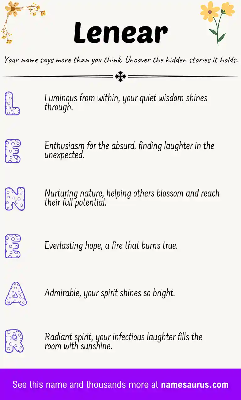 Acrostic poem about Lenear.
