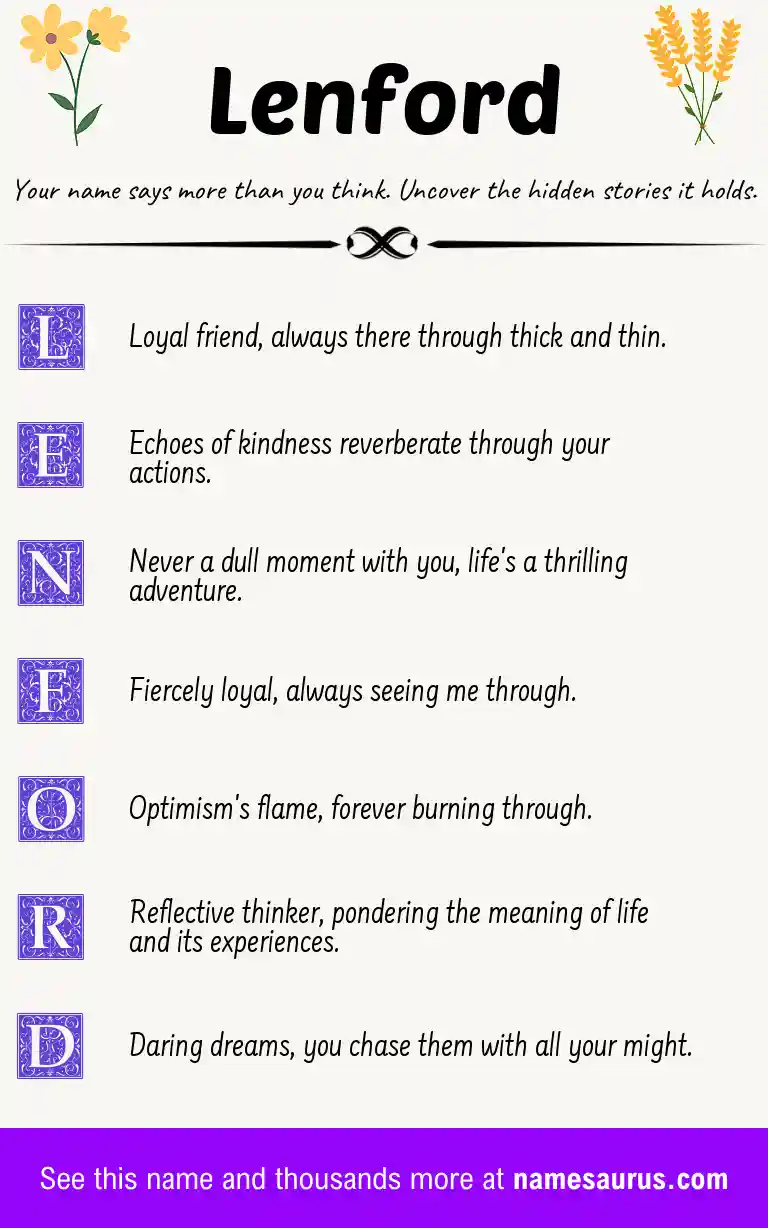 Acrostic poem about Lenford.