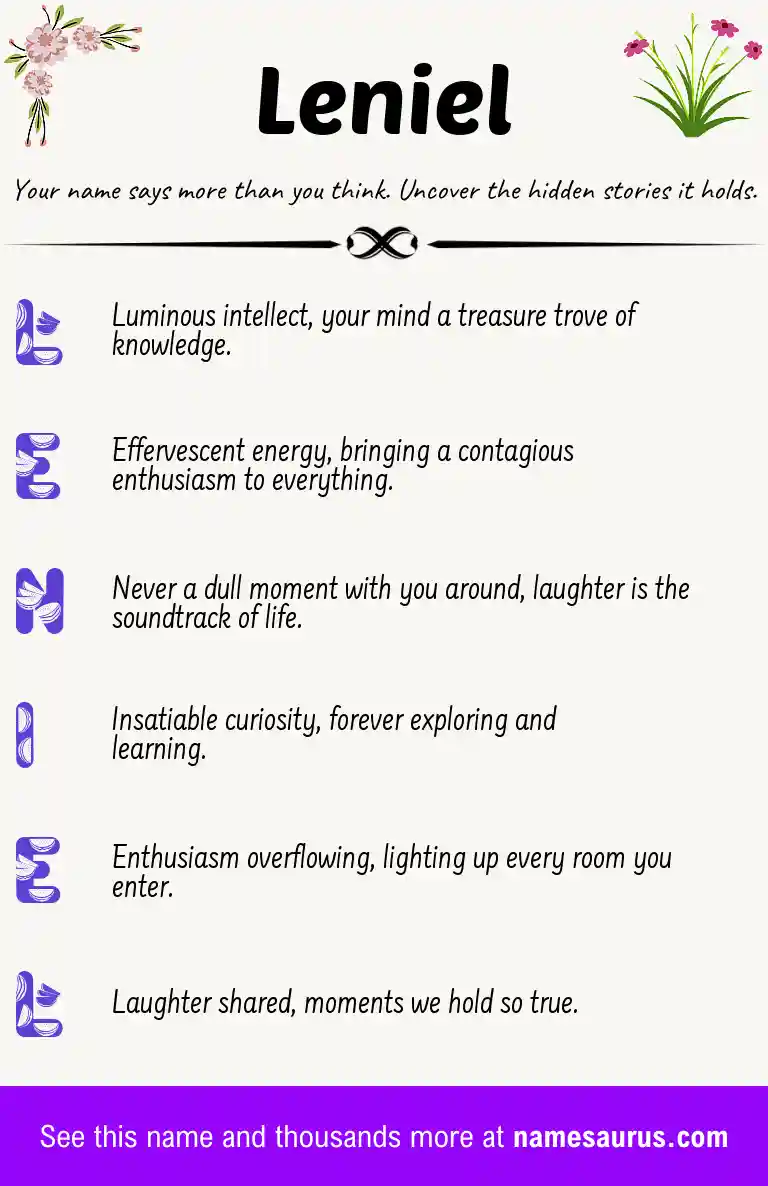 Acrostic poem about Leniel.