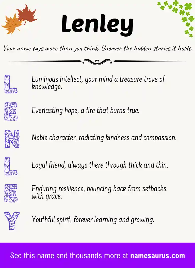 Acrostic poem about Lenley.