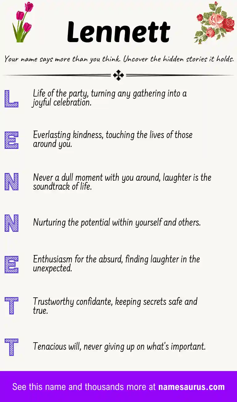 Acrostic poem about Lennett.