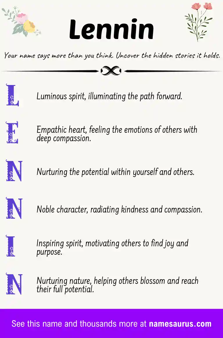 Acrostic poem about Lennin.