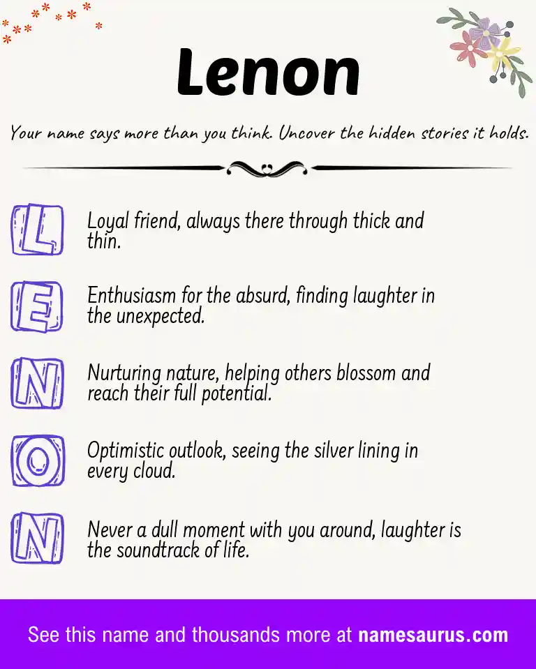 Acrostic poem about Lenon.