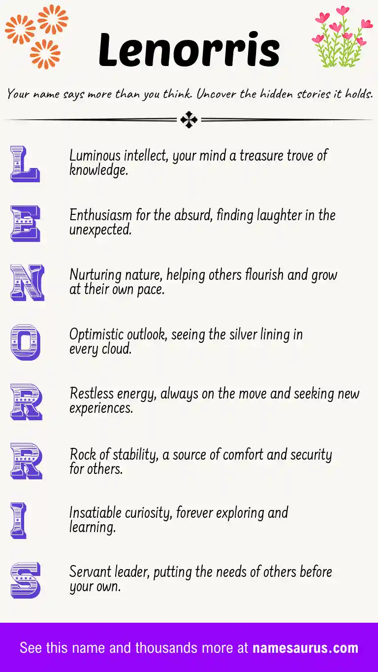 Acrostic poem about Lenorris.