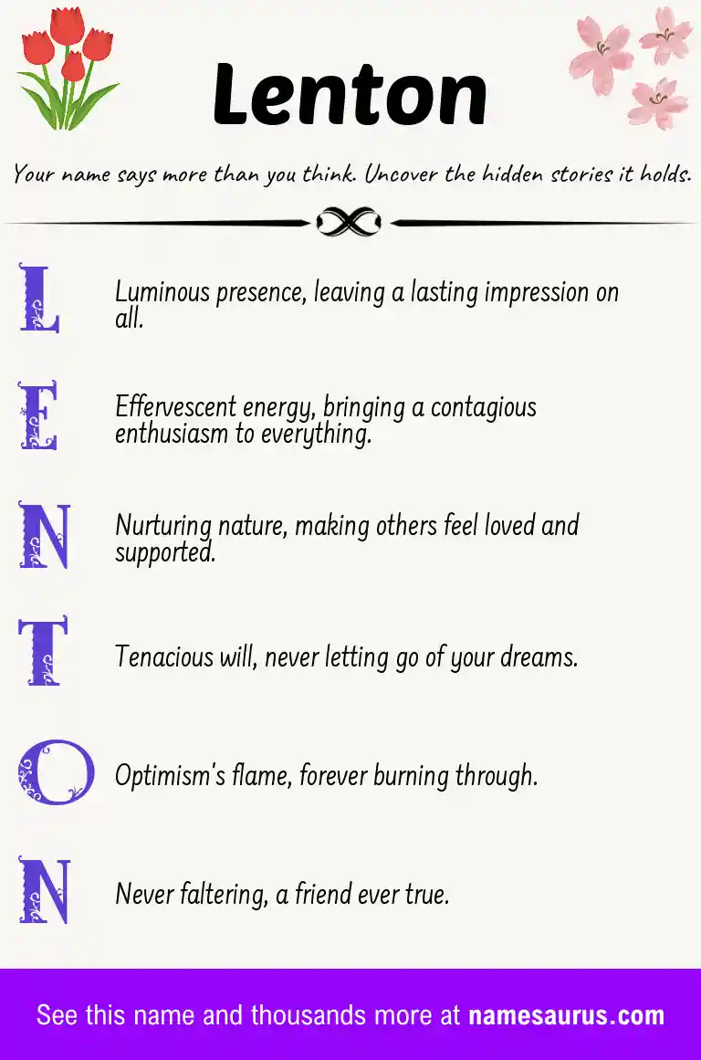Acrostic poem about Lenton.