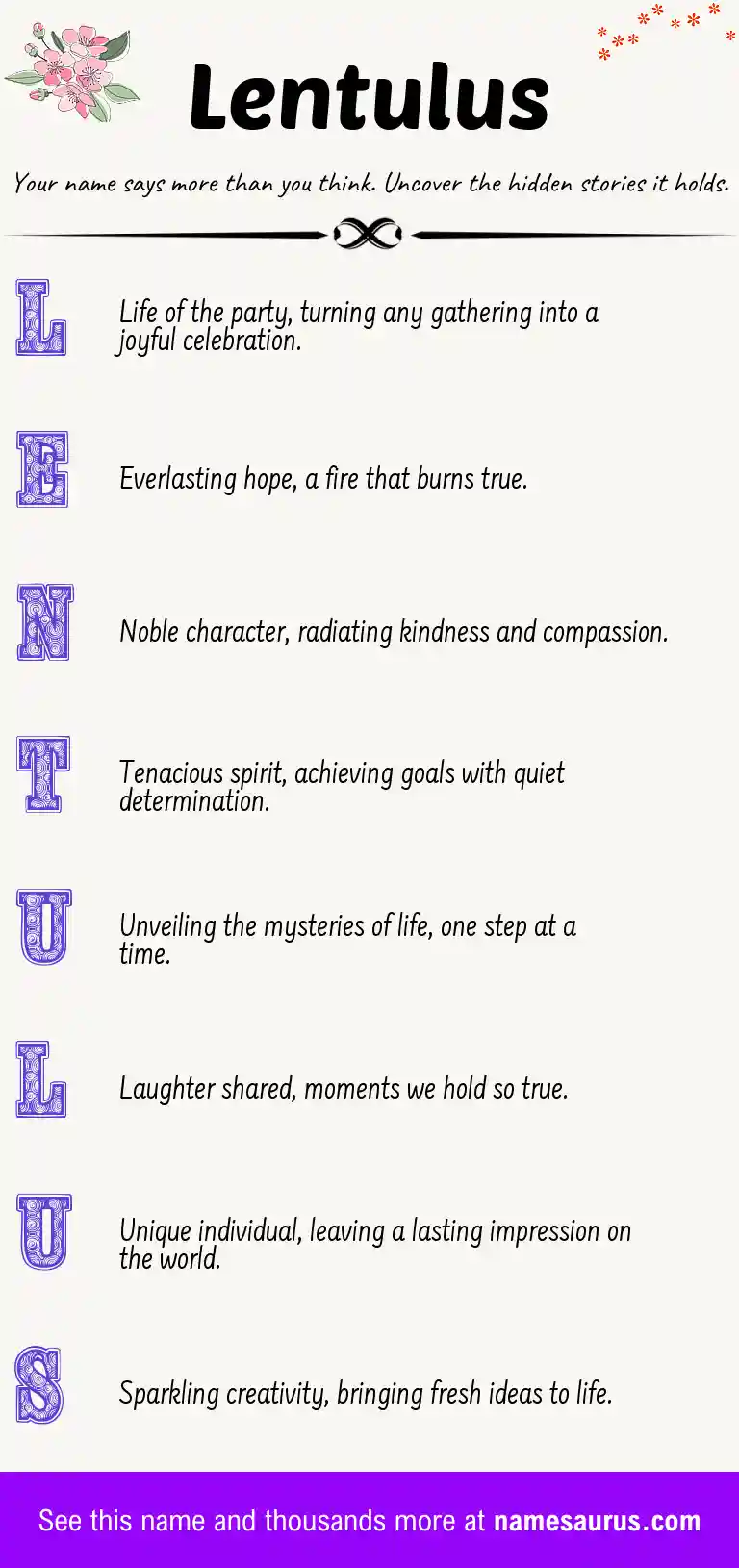 Acrostic poem about Lentulus.
