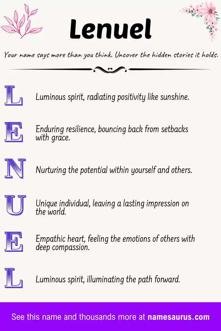 Acrostic poem about Lenuel.