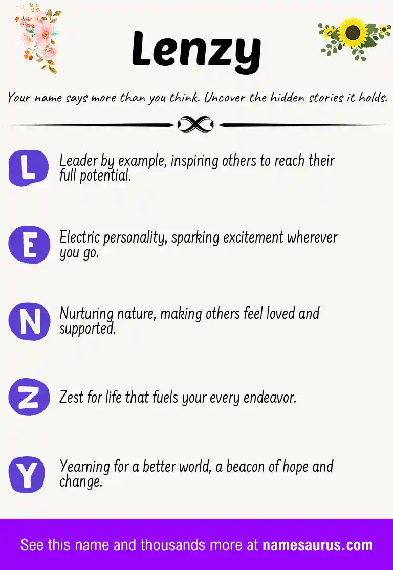 Acrostic poem about Lenzy.