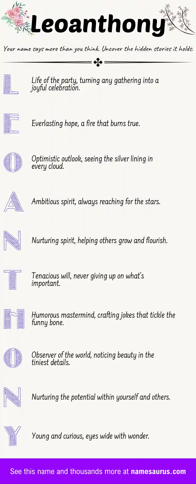 Acrostic poem about Leoanthony.
