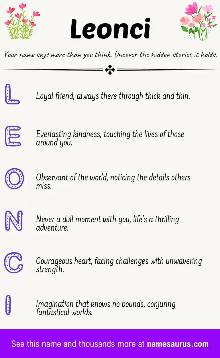Acrostic poem about Leonci.