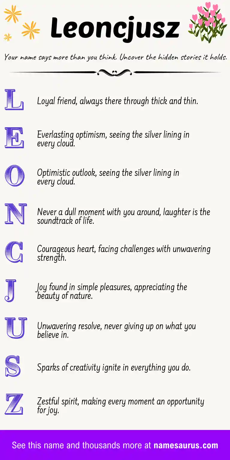 Acrostic poem about Leoncjusz.