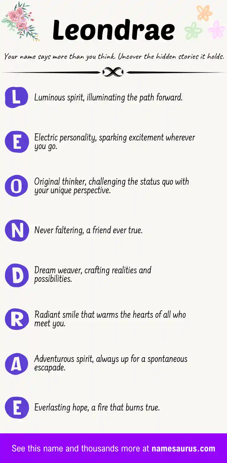 Acrostic poem about Leondrae.