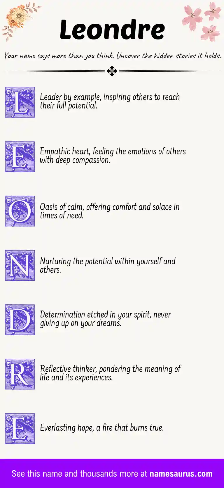 Acrostic poem about Leondre.