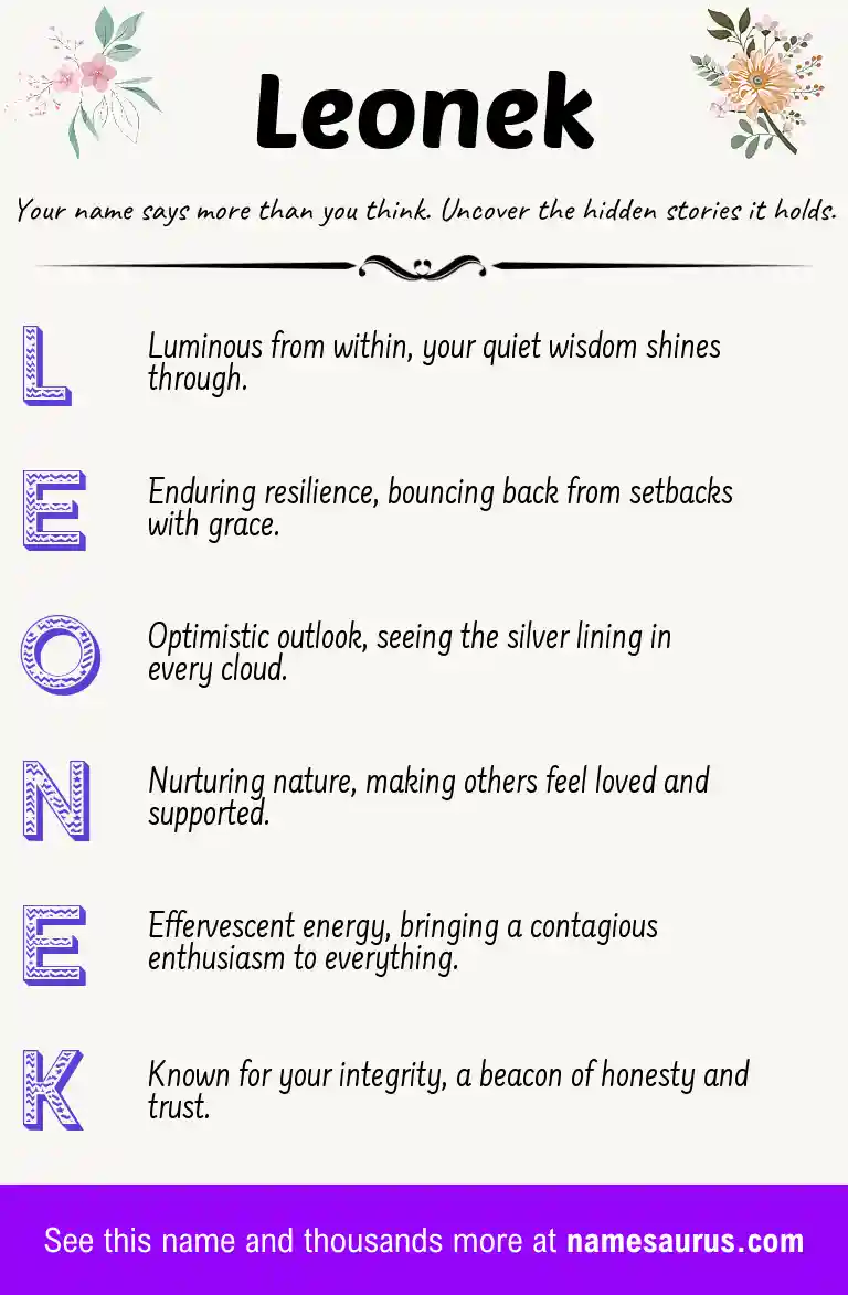 Acrostic poem about Leonek.