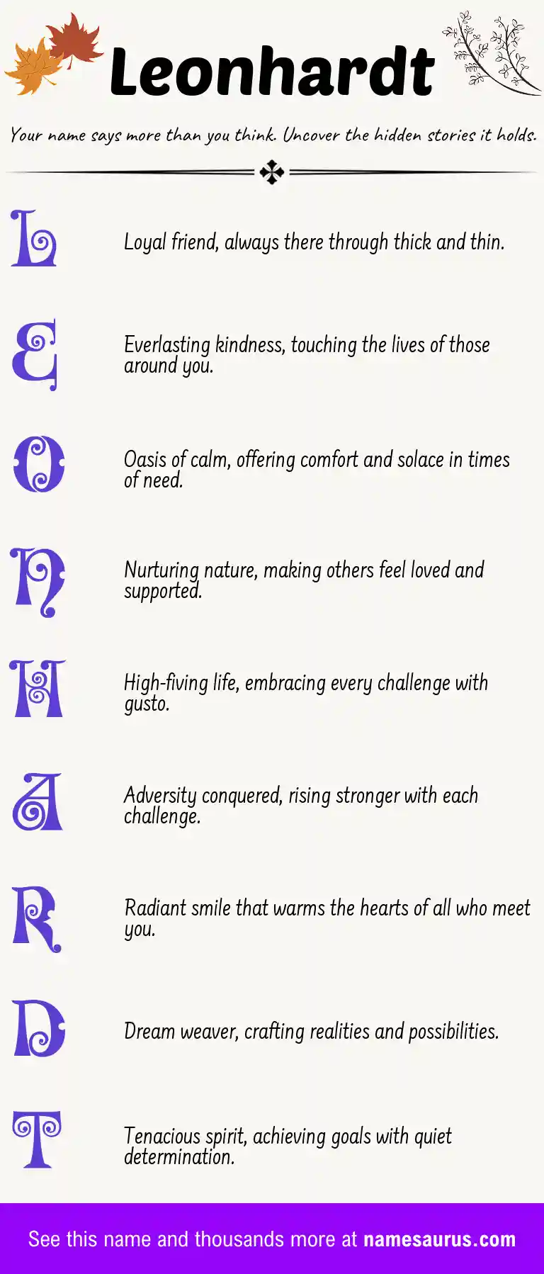 Acrostic poem about Leonhardt.