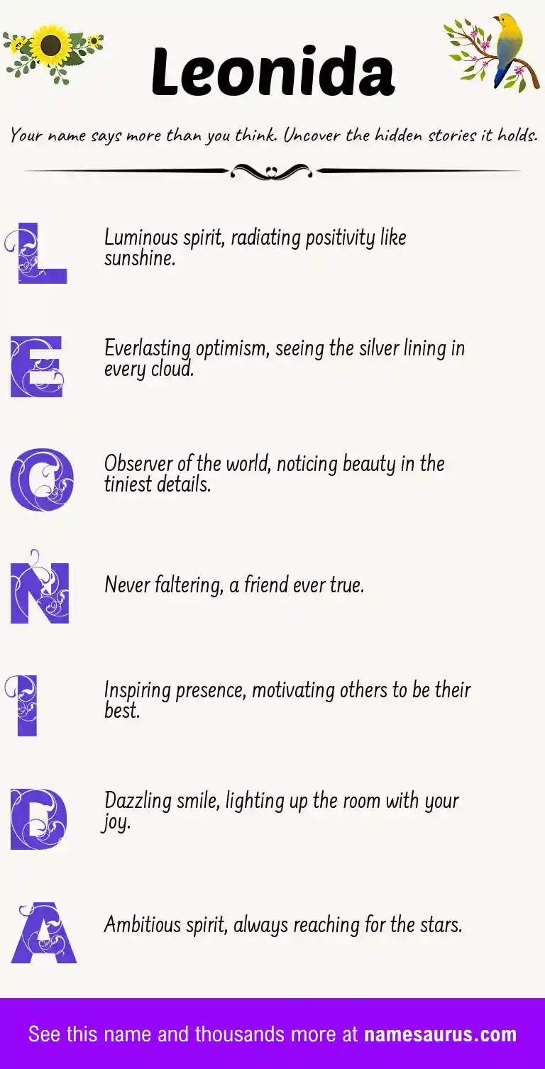 Acrostic poem about Leonida.