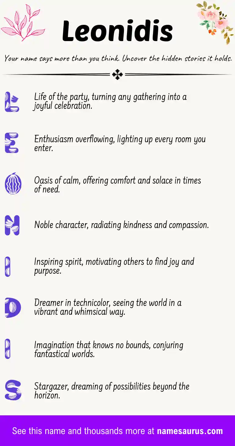 Acrostic poem about Leonidis.