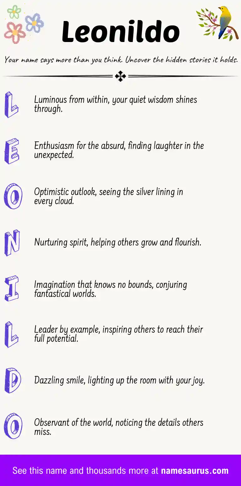 Acrostic poem about Leonildo.