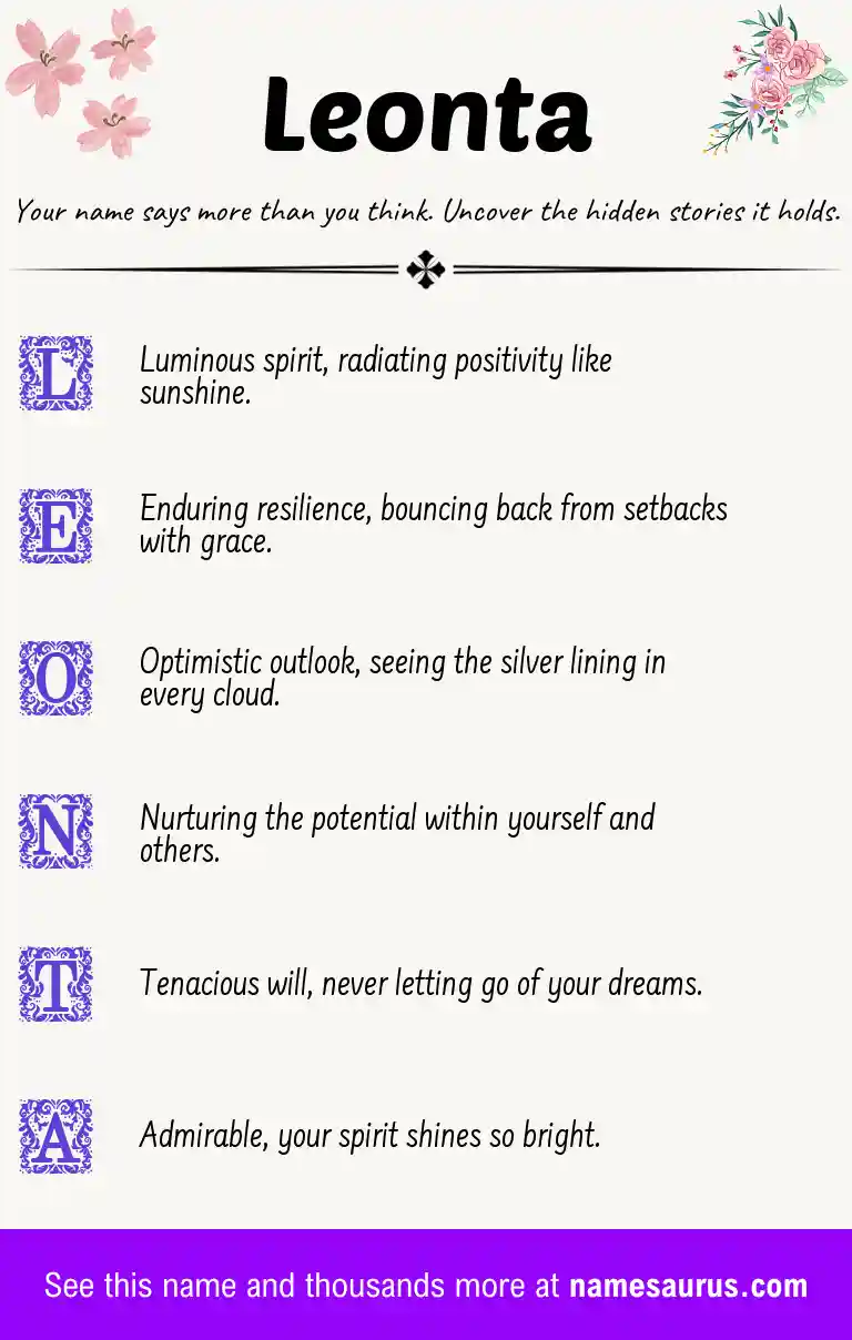 Acrostic poem about Leonta.