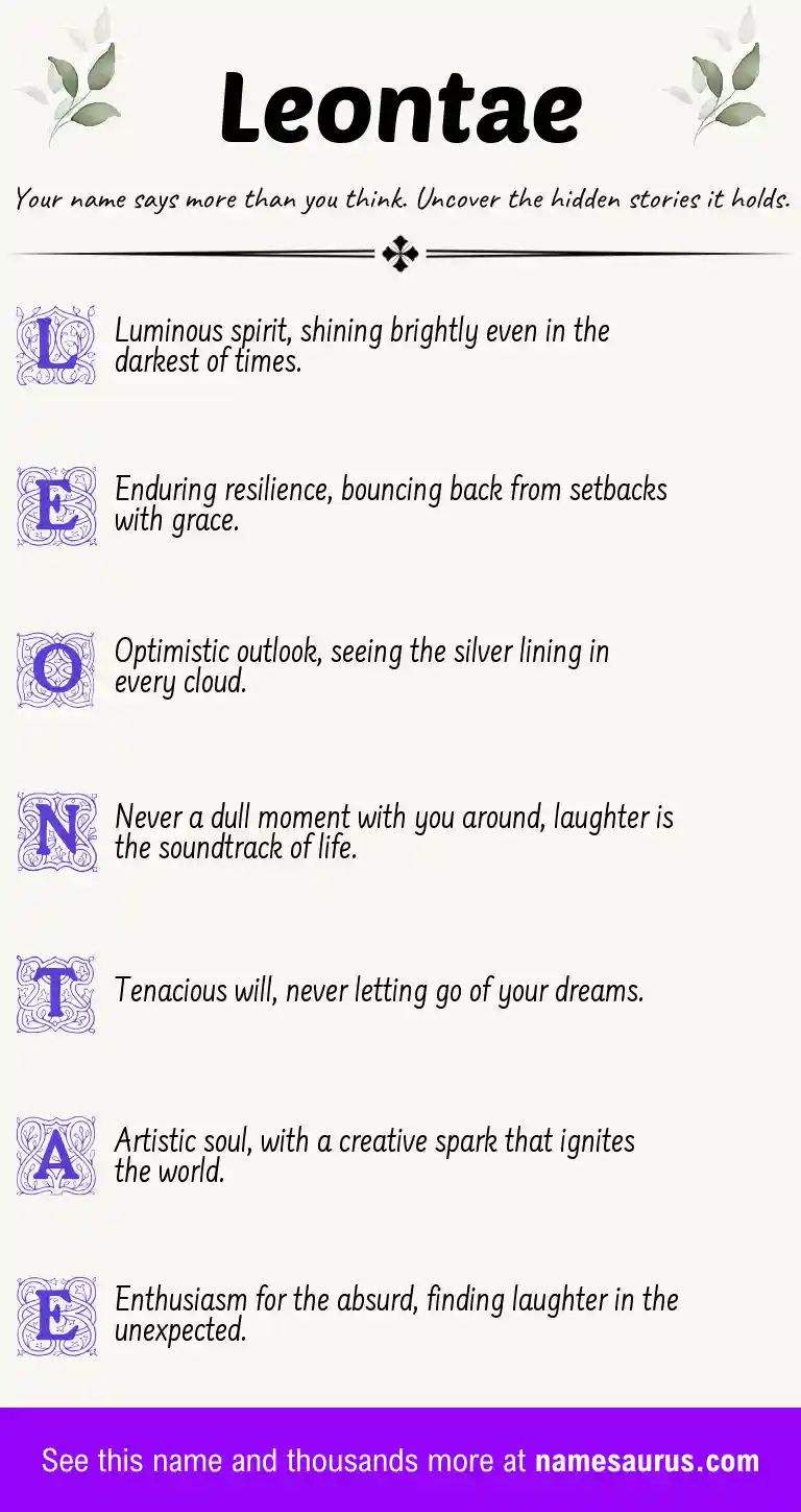 Acrostic poem about Leontae.