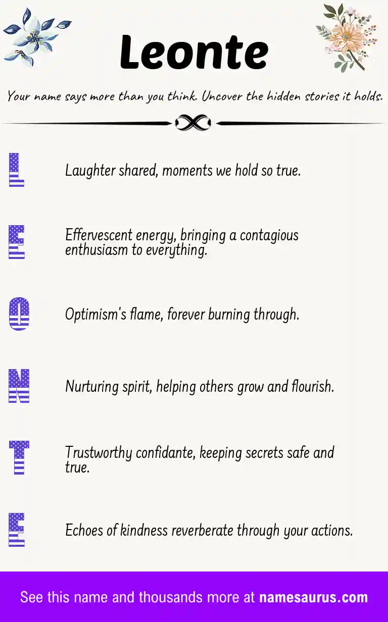 Acrostic poem about Leonte.