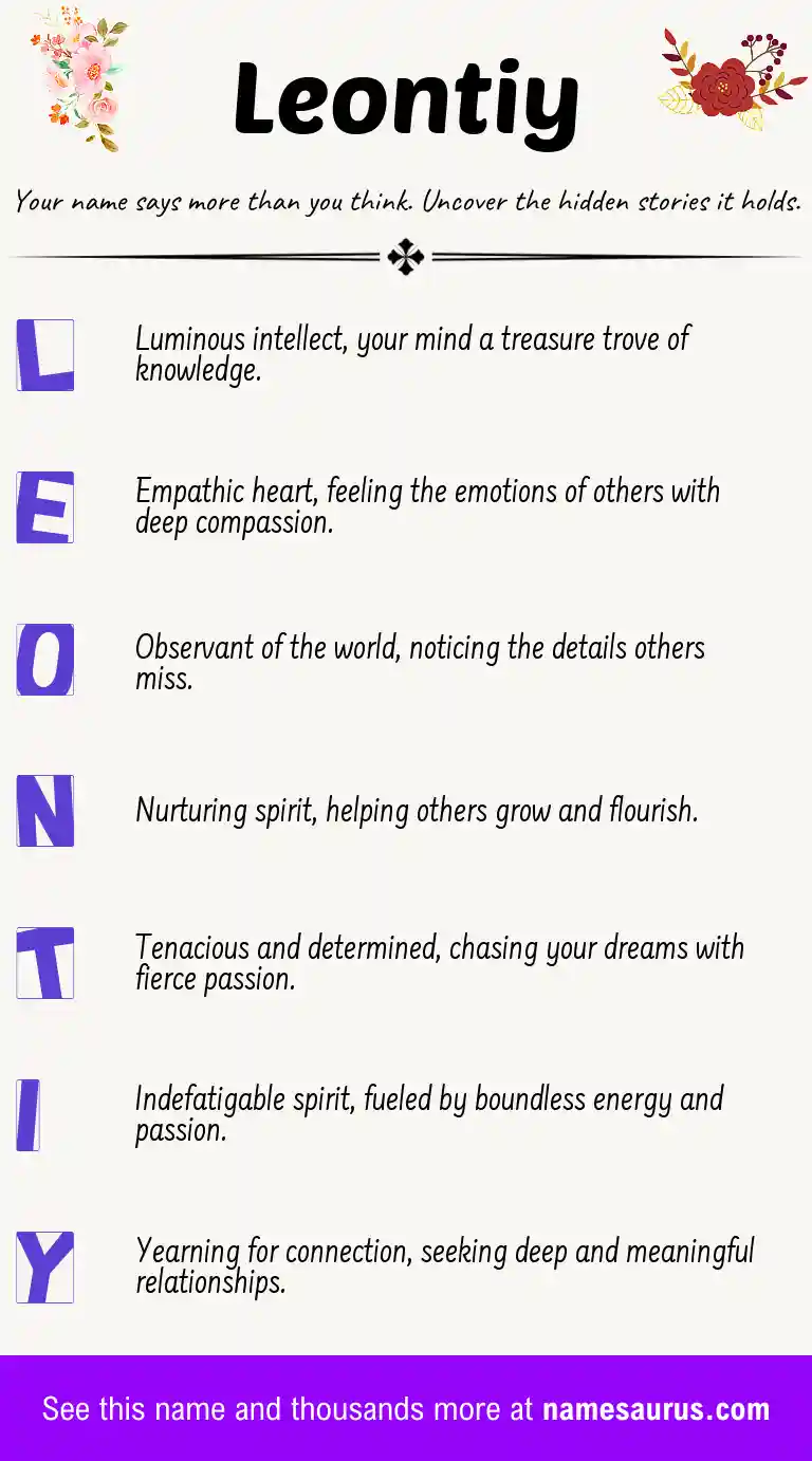 Acrostic poem about Leontiy.