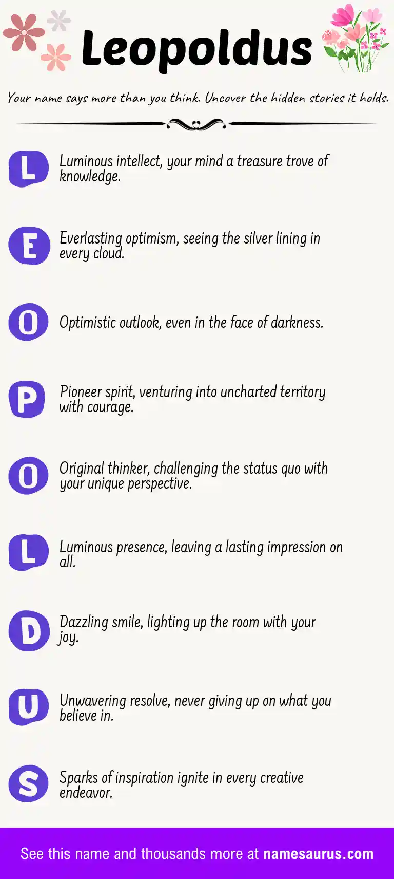 Acrostic poem about Leopoldus.