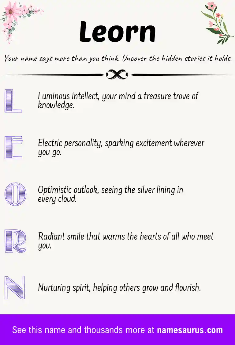 Acrostic poem about Leorn.