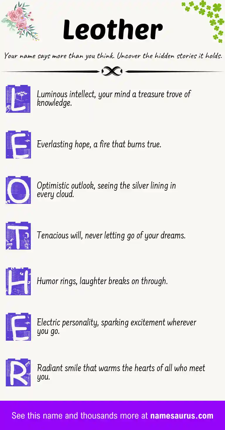 Acrostic poem about Leother.